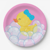 Pink Girl Watercolor Rubber Duck Party Pappteller (Vorderseite)