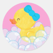 Pink Girl Watercolor Rubber Duck Round Stickers (Vorderseite)