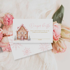 Pink Girl Weihnachts-Windeln-Raffel-Ticket Begleitkarte