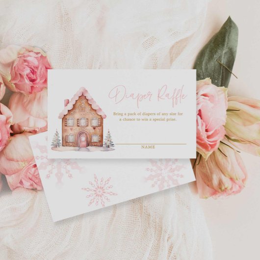 Pink Girl Weihnachts-Windeln-Raffel-Ticket Begleitkarte