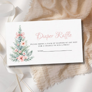 Pink Girl Weihnachtsbaum Diaper Raffle Baby Dusche Begleitkarte