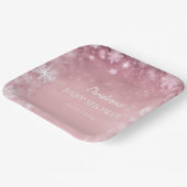 Pink Girl Winter Baby Dusche Pappteller (Gewinkelt)