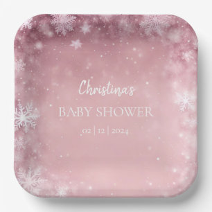 Pink Girl Winter Baby Dusche Pappteller