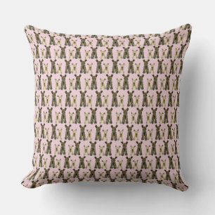 Pink Girl Yorkies Throw Kissen