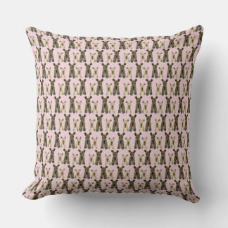 Pink Girl Yorkies Throw Kissen