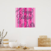 Pink Girlie Happy Birthday Banner Poster (Küche)