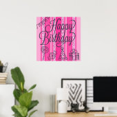 Pink Girlie Happy Birthday Banner Poster (Heimbüro)