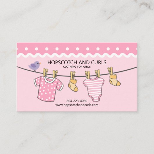 Pink Girls Baby Boutique Visitenkarte (Vorderseite)