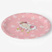 Pink Girl's Baby Shower Paper Plate Pappteller (Schrägansicht)