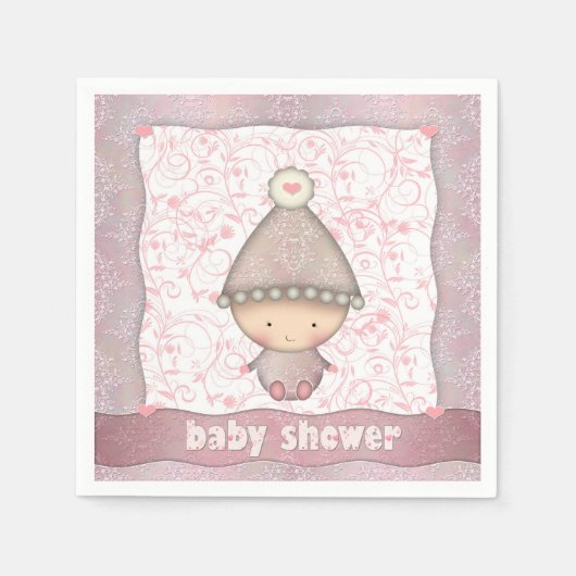Pink Girls Babydusche Napkins Serviette (Vorderseite)