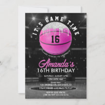 Pink Girls Basketball Einladung zum Geburtstag