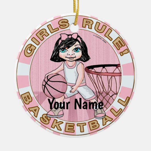 Pink Girls Basketball Keramik Ornament (Vorne)