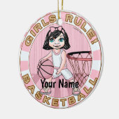 Pink Girls Basketball Keramik Ornament (Links)