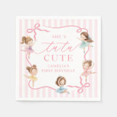 Pink Girls Bow Tutu Ballerina 1st Birthday Serviette (Vorderseite)