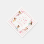 Pink Girls Bow Tutu Ballerina 1st Birthday Serviette (Ecke)