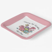 Pink Girls Dinosaur Geburtstag Pappteller (Gewinkelt)