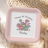 Pink Girls Dinosaur Geburtstag Pappteller