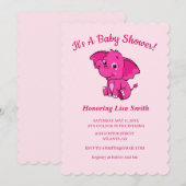 Pink Girl's Elephant Baby Shower Einladung (Vorne/Hinten)