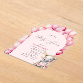 Pink Girl's Elephant & Balloon Baby Shower Acryleinladungen (Ablage )
