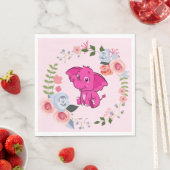 Pink Girl's Elephant Floral Baby Shower Serviette (Beispiel)