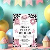 Pink Girl's First Rodeo 1st Birthday Einladung