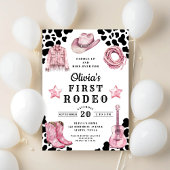 Pink Girl's First Rodeo 1st Birthday Einladung