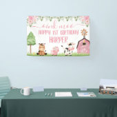 Pink Girls Floral Barn Farm Tiere glücklich Geburt Banner (Messe)