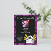 Pink Girls Foto Bowling Party Einladung (Stehend Vorderseite)