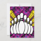 Pink Girls Foto Bowling Party Einladung (Rückseite)