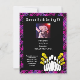 Pink Girls Foto Bowling Party Einladung