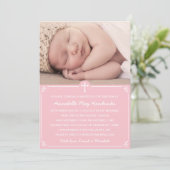 Pink Girls Foto Taufen/Einladung zur Feier Einladung (Stehend Vorderseite)