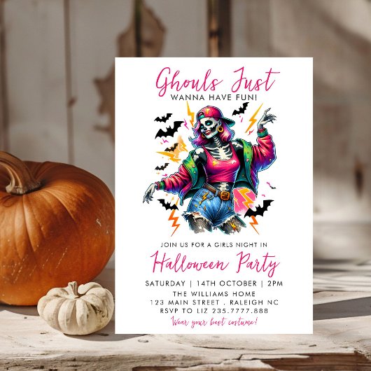 Pink Girls Ghouls Night Out Erwachsenes Halloween- Einladung