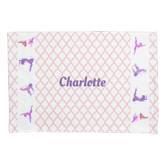 Pink Girls Gymnastik Quatrefolie Monogramm Name Kissenbezug