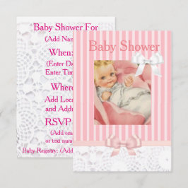 Pink Girl's Lacy Baby Shower Einladung