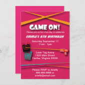 Pink Girl's Laser Tag Geburtstagsparty Einladung (Vorne/Hinten)