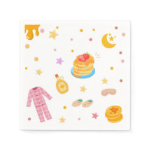 Pink Girls Pancakes und Pajamas Party Napkin