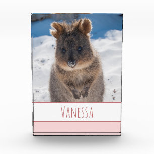 Pink Girls Personalisiert Quokka am Strand Fotoblock