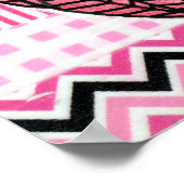 Pink Girls Room Zickzack Stripes Art Poster (Ecke)