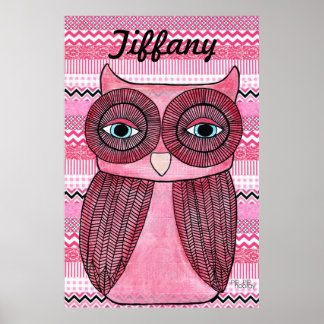 Pink Girls Room Zickzack Stripes Art Poster