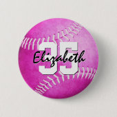 Pink Girls Softball personalisiert Button (Vorderseite)