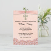 Pink Girls Taufe Christening Einladung (Stehend Vorderseite)