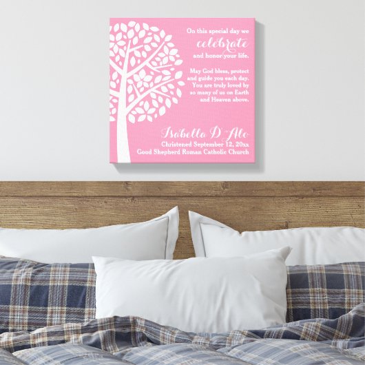 Pink Girl's Taufe Christening Gebet Segen Leinwanddruck (Insitu (Schlafzimmer))