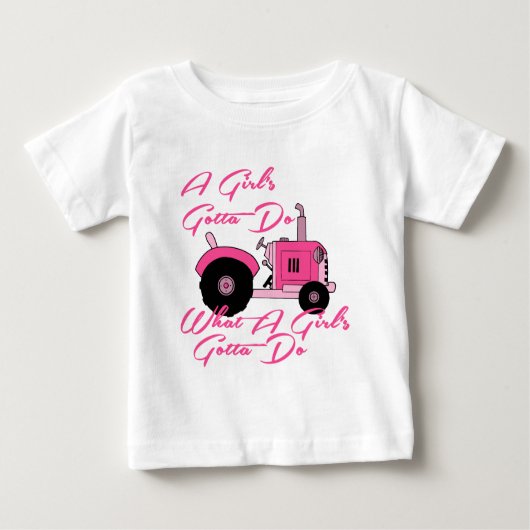 Pink Girls Tractor Baby T-shirt (Vorderseite)