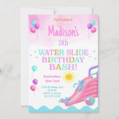 Pink Girls Waterslide Geburtstag Bash Einladung (Vorderseite)
