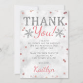 Pink Girl's Winter Weihnachtsdusche Dankeskarte (Vorderseite)