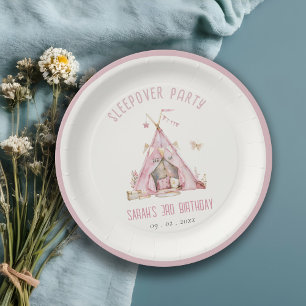 Pink Girls Zelt Sleepover Slumber Geburtstagsparty Pappteller
