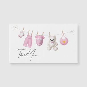 Pink Girly Baby Design Elegantes Script Vielen Dan Magnetkarte