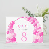 Pink Girly Balloon Arch Geburtstagsparty Einladung (Stehend Vorderseite)