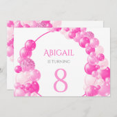 Pink Girly Balloon Arch Geburtstagsparty Einladung (Vorne/Hinten)