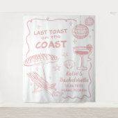 Pink Girly Beach Coastal Bachelorette Tapestation Wandteppich (Vorderseite)